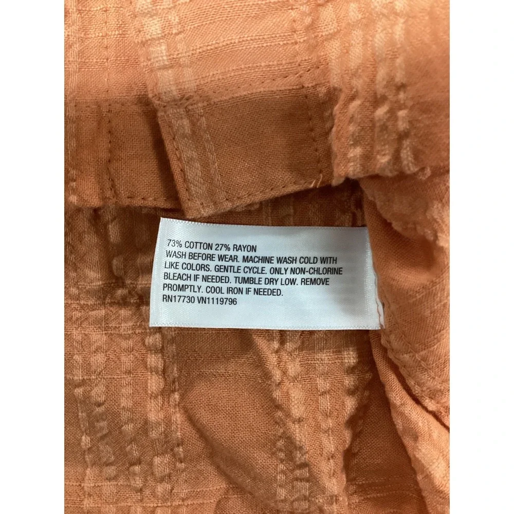 Cat & Jack Boys Copper Orange Textured Stripe Button Down Shirt Size M 8 NEW.